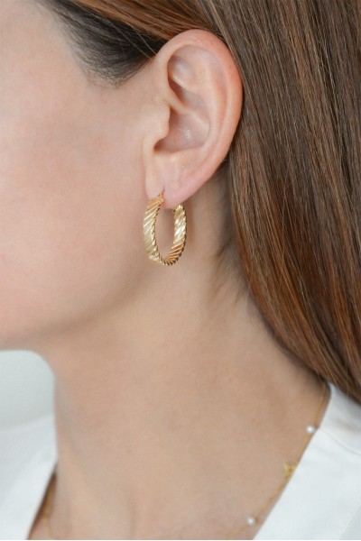 Σκουλαρίκι Χρυσό 14Κ Κρίκος Boho