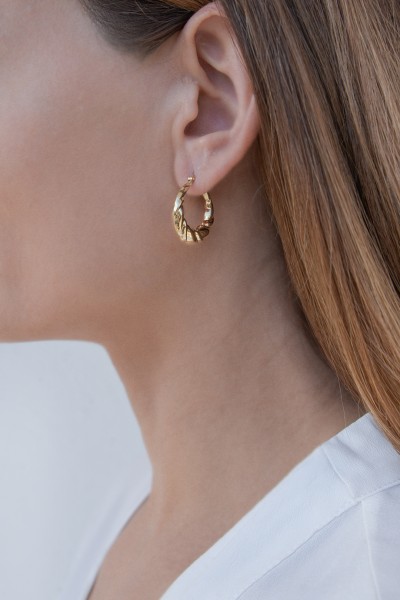 Σκουλαρίκι Χρυσό 14Κ Κρίκος Πλεξούδα 5972