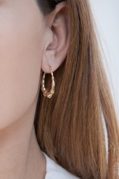 Σκουλαρίκι Χρυσό 14Κ Κρίκος Bamboo