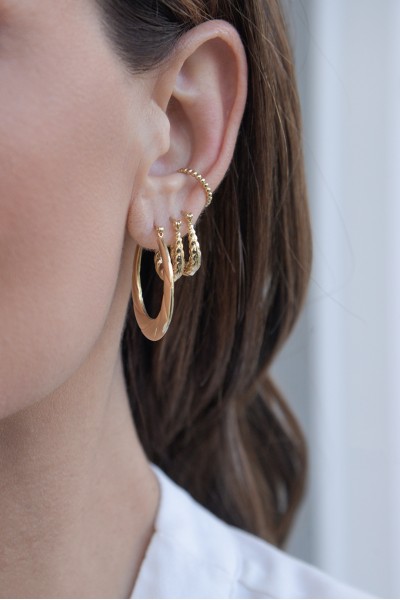 Σκουλαρίκι Χρυσό 14Κ Κρίκος Boho Πλεξούδα