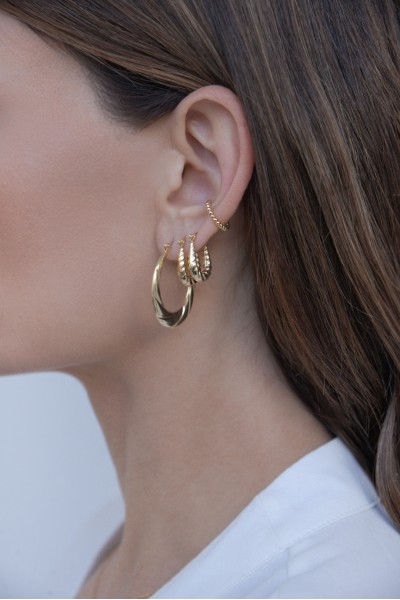 Σκουλαρίκι Χρυσό 14Κ Κρίκος Boho Πλεξούδα