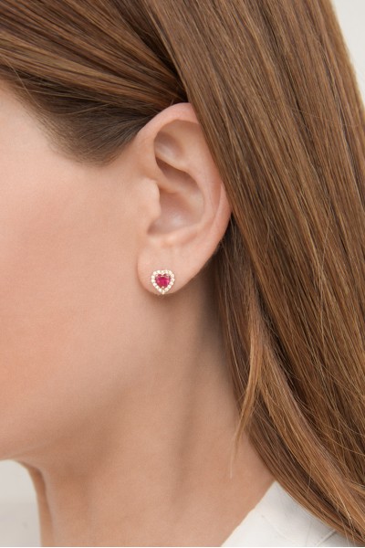 Σκουλαρίκι Χρυσό 14Κ Red Heart