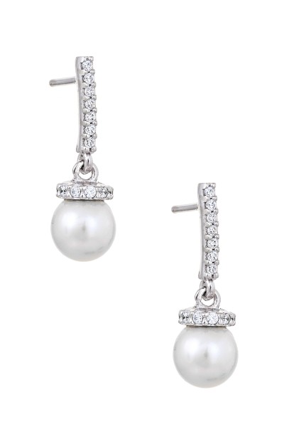 Σκουλαρίκι Λευκόχρυσο 14Κ Μαργαριτάρι Elite