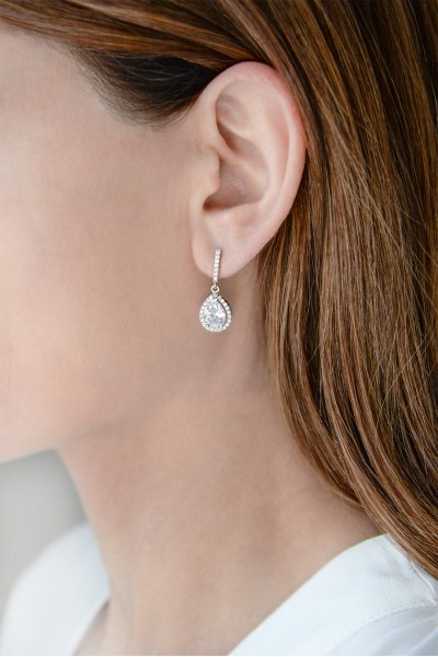 Σκουλαρίκι Λευκόχρυσο 14Κ Princess Mood