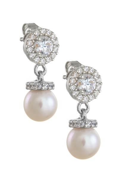 Σκουλαρίκι Λευκόχρυσο 14Κ Pearl Drops
