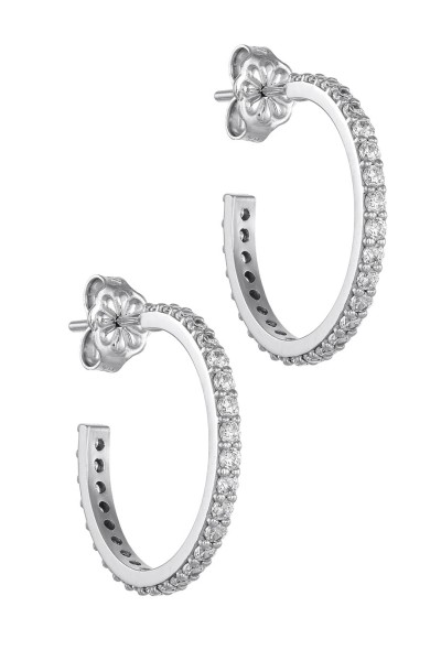 Σκουλαρίκι Λευκόχρυσο 14Κ Κρίκος Πετράτος