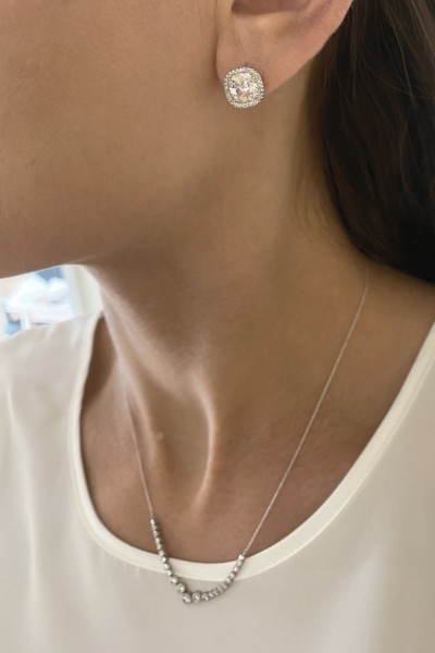 Σκουλαρίκι Λευκόχρυσο 14Κ Lady White