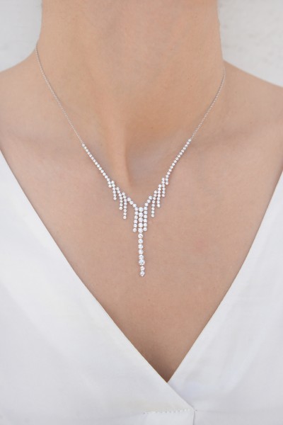 Κολιέ Λευκόχρυσο 14Κ Lady Rain