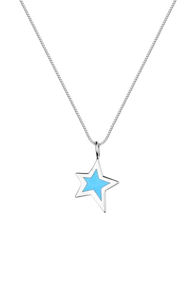 Κρεμαστό Λευκόχρυσο 14Κ Αστεράκι Γαλάζιο