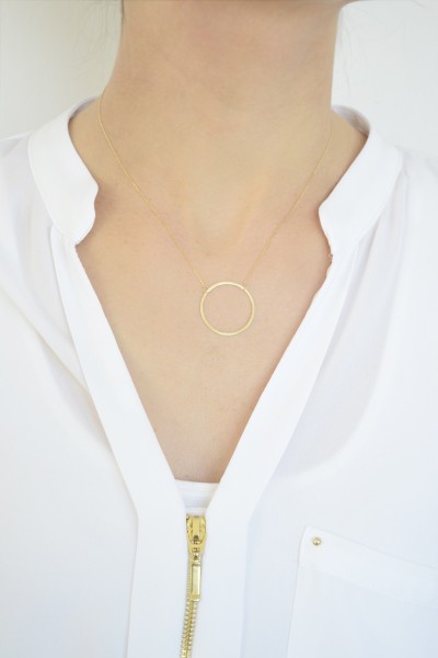 Κολιέ Χρυσό 14Κ Κύκλος Λουστρέ