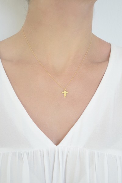 Κολιέ Χρυσό 14Κ Simplicity Cross