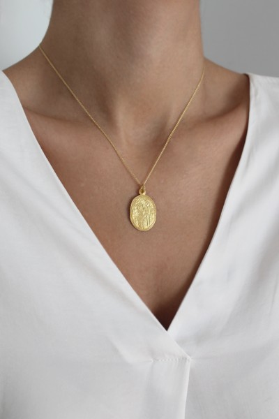 Κρεμαστό Κωνσταντινάτο Χρυσό 14Κ Οβάλ Μεγάλο