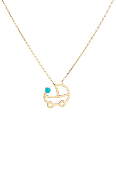 Κολιέ Χρυσό 14Κ Καροτσάκι Unisex