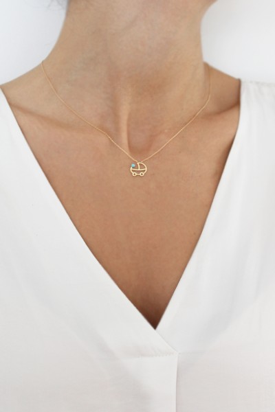 Κολιέ Χρυσό 14Κ Καροτσάκι Unisex