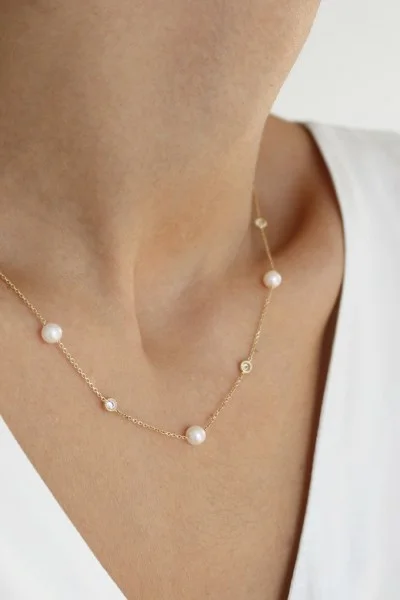 Κολιέ Χρυσό 14Κ Pearl Dots