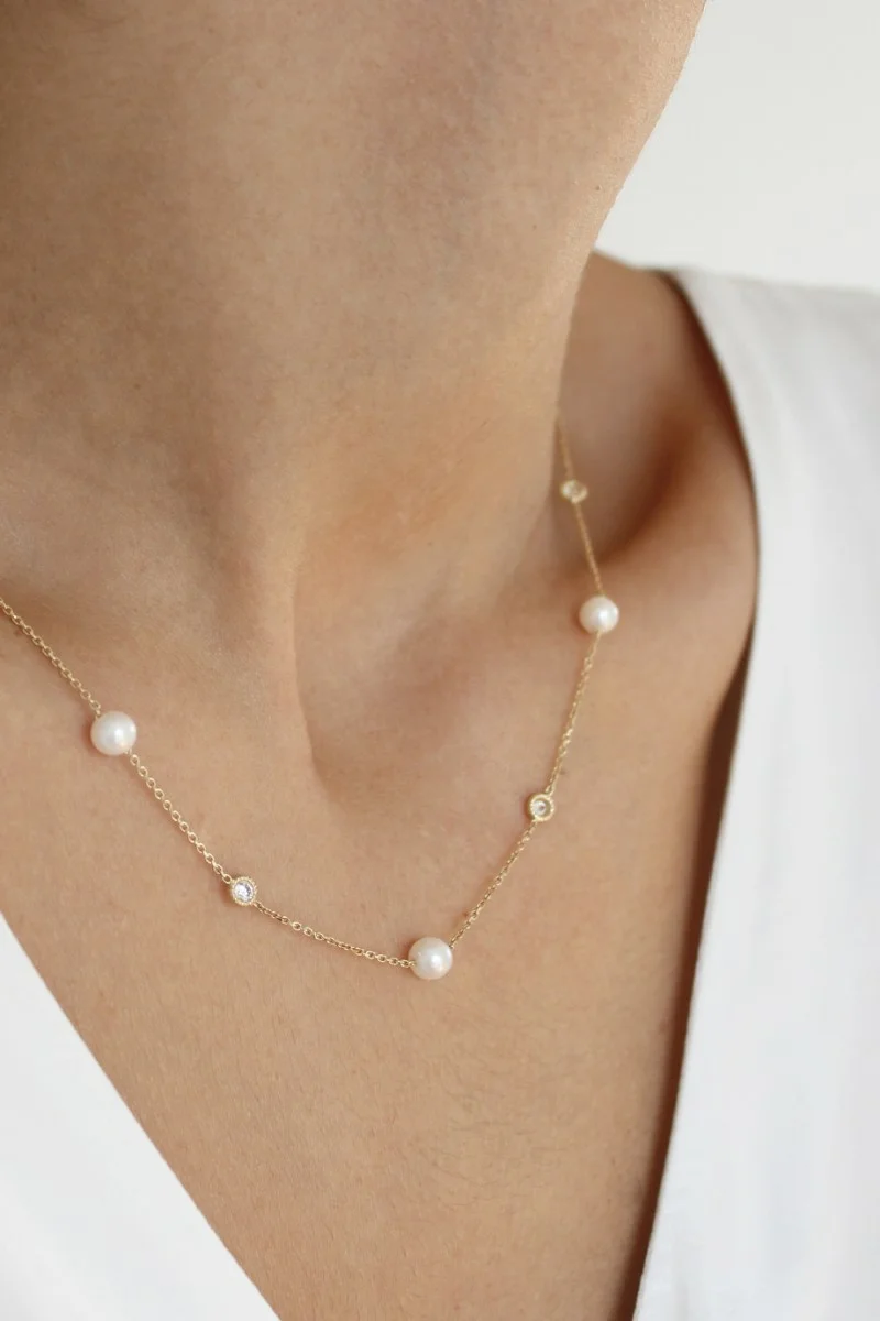 Κολιέ Χρυσό 14Κ Pearl Dots