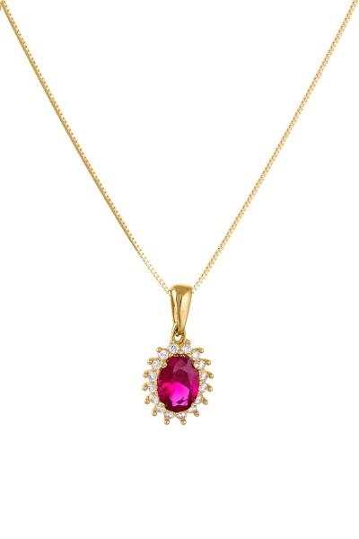 Κρεμαστό Χρυσό 14Κ Οβάλ Ροζέτα Ρουμπίνι 4992