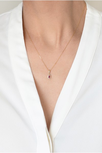 Κρεμαστό Χρυσό 14Κ Ροζέτα Ρουμπίνι 5353