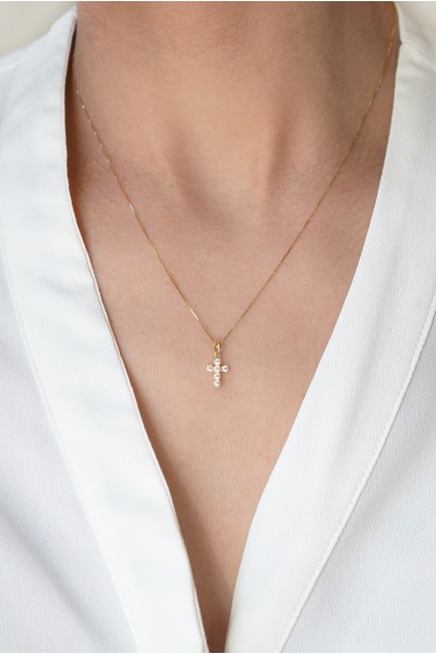 Κρεμαστό Χρυσό 14Κ Σταυρός Cute Πετράτος