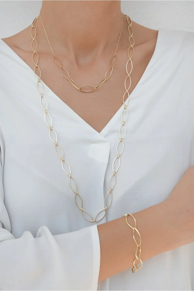 Κολιέ Χρυσό 14Κ Κρίκοι Blogger Style 5660