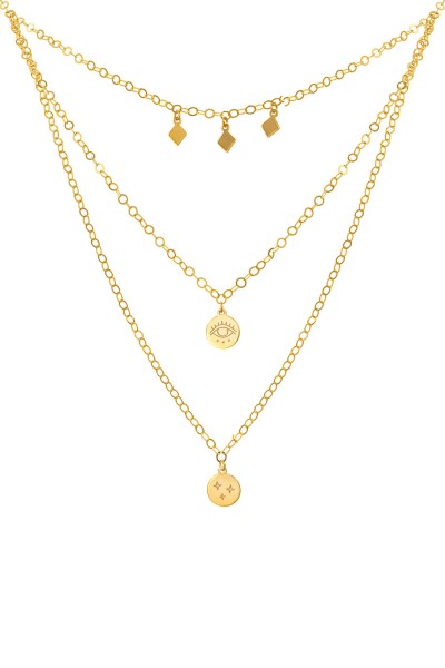 Κολιέ Χρυσό 14Κ SeeK for Gold Triple Boho Eye