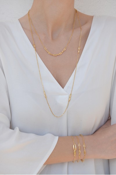 Κολιέ Χρυσό 14Κ Fashion Oval Long