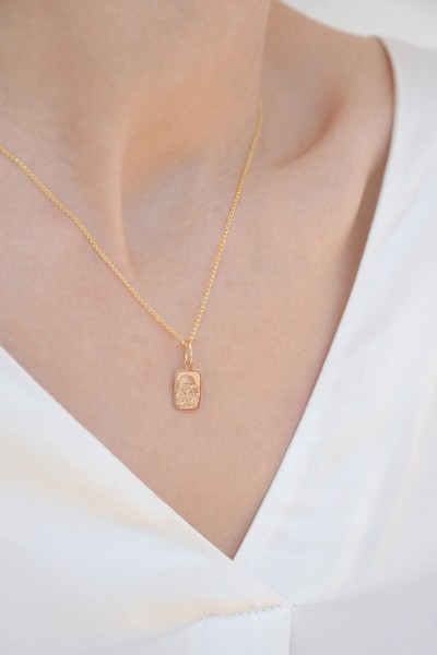 Φυλαχτό Ορθογώνιο Κωνσταντινάτο Χρυσό 14Κ Παναγία