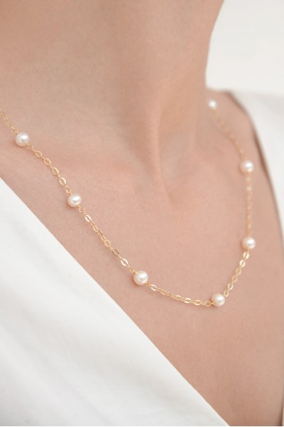 Κολιέ Χρυσό 14Κ Μαργαριτάρια Elite