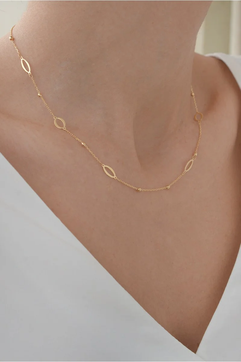 Κολιέ Χρυσό 14Κ Shiny Ovals