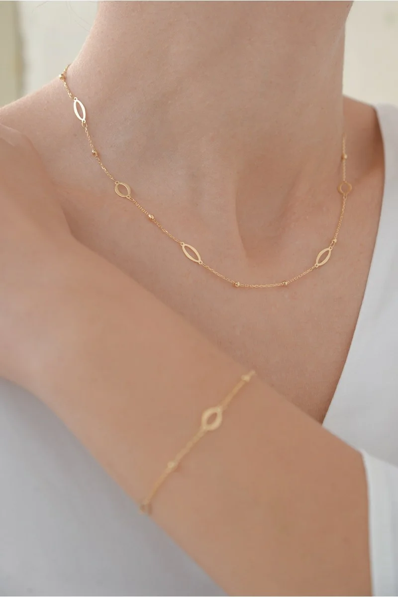Κολιέ Χρυσό 14Κ Shiny Ovals