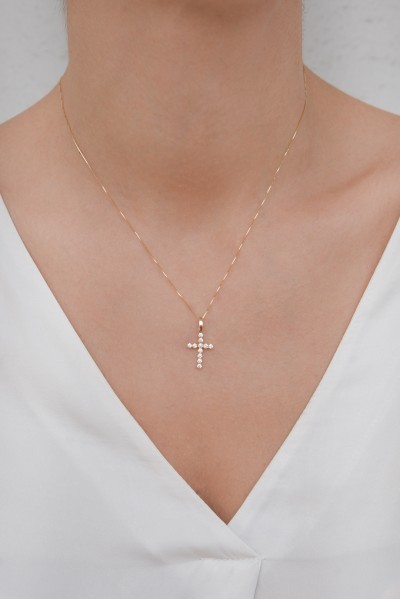 Κρεμαστό Χρυσό 14Κ Σταυρός Cute Πετράτος 6606