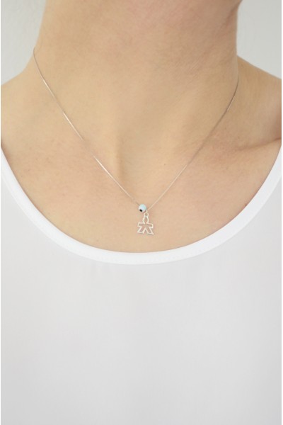 Κολιέ Λευκόχρυσο 14Κ Αγόρι Μάτι