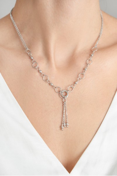 Κολιέ Λευκόχρυσο 14Κ White Bonds