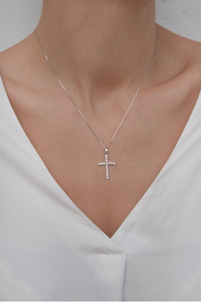 Κρεμαστό Λευκόχρυσο 14Κ Cute Πετράτος 6608