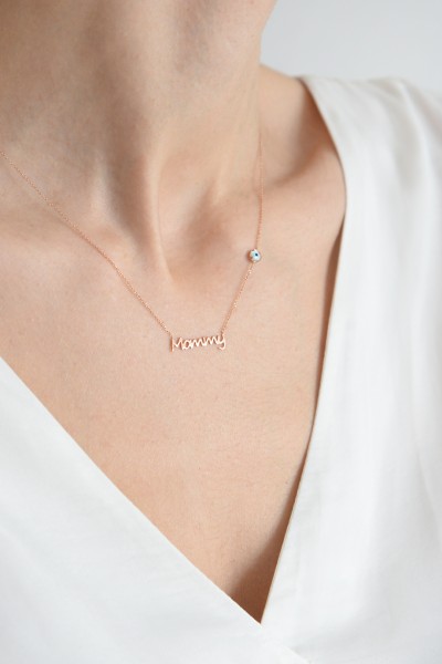 Κολιέ Ροζ Χρυσό 14Κ Mommy Ματάκι