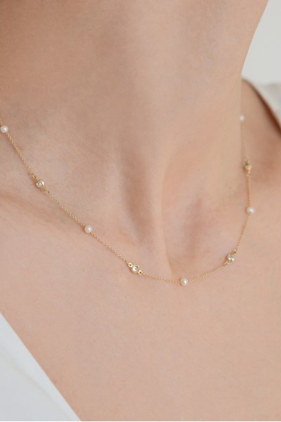 Κολιέ Χρυσό 14Κ Pearl Dots