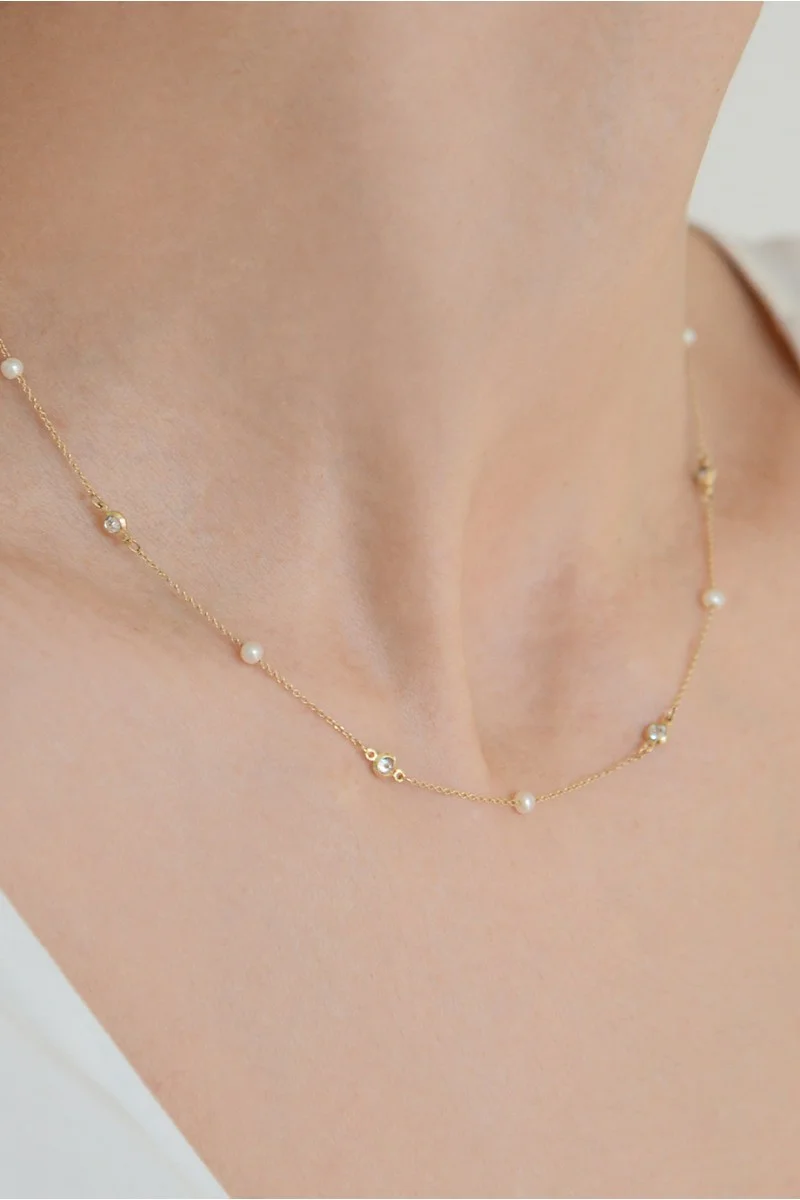Κολιέ Χρυσό 14Κ Pearl Dots