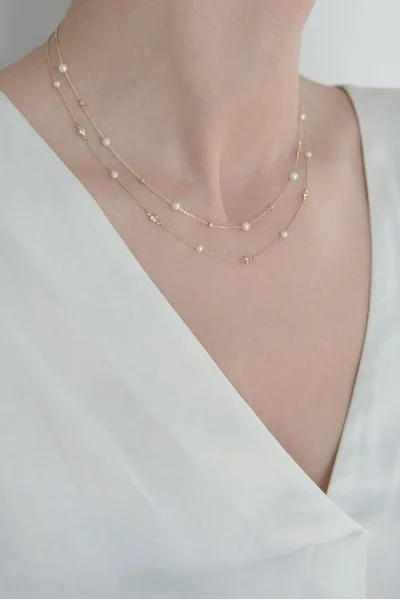 Κολιέ Χρυσό 14Κ Pearl Dots
