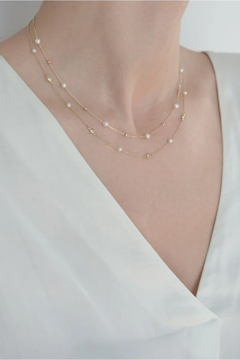 Κολιέ Χρυσό 14Κ Pearl Dots