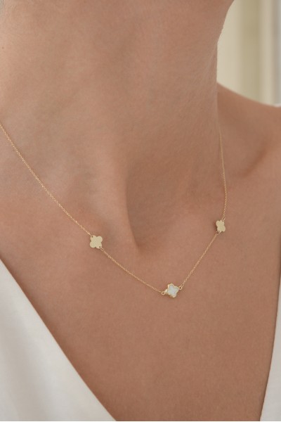 Κολιέ Χρυσό 14Κ Flower Blossom White