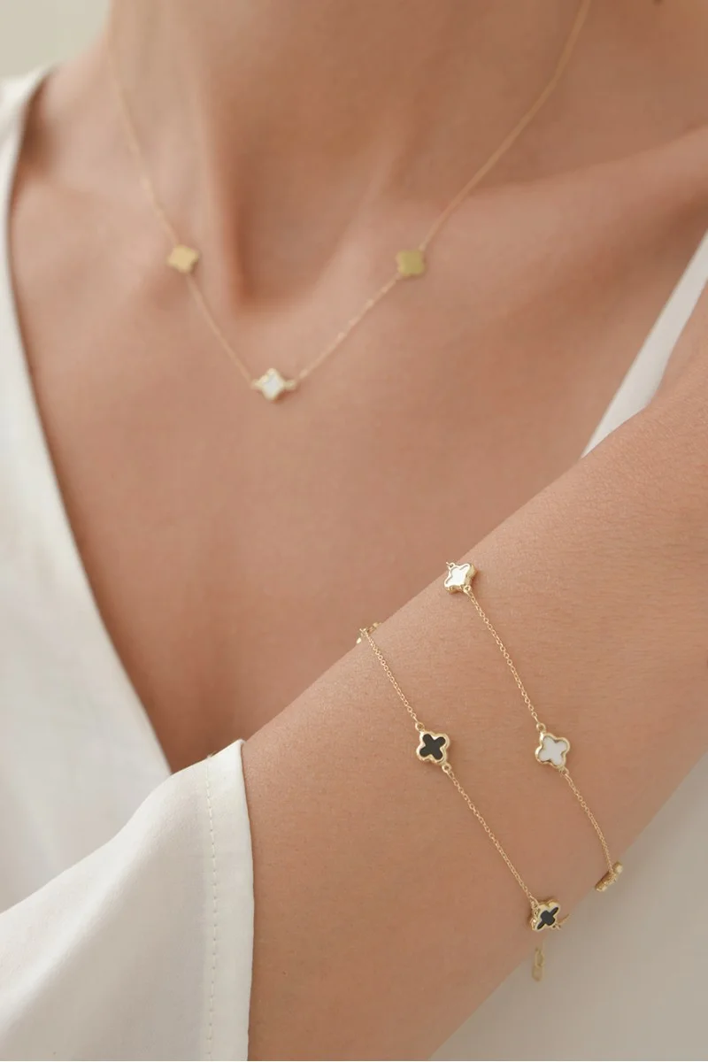 Κολιέ Χρυσό 14Κ Flower Blossom White