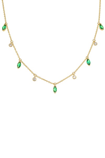 Κολιέ Χρυσό 14Κ Green Drops