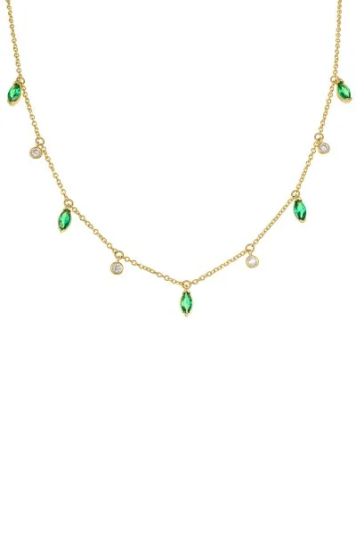 Κολιέ Lumière Χρυσό 14Κ Green Drops