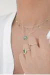 Κολιέ Lumière Χρυσό 14Κ Green Drops