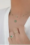 Κολιέ Lumière Χρυσό 14Κ Green Drops