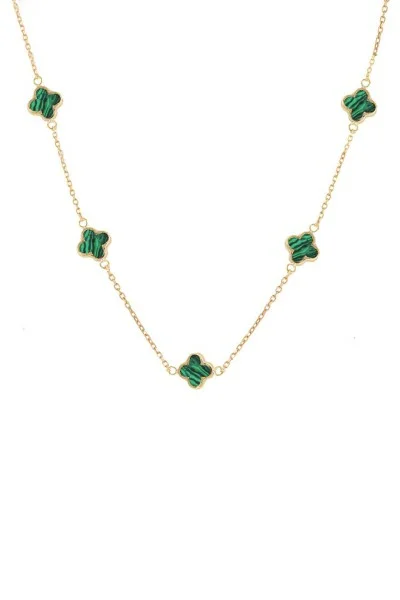 Κολιέ Χρυσό 14Κ Flower Blossom Green