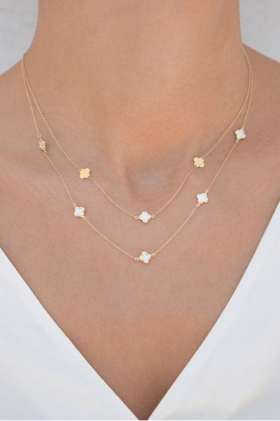 Κολιέ Χρυσό 14Κ Flower Blossom White