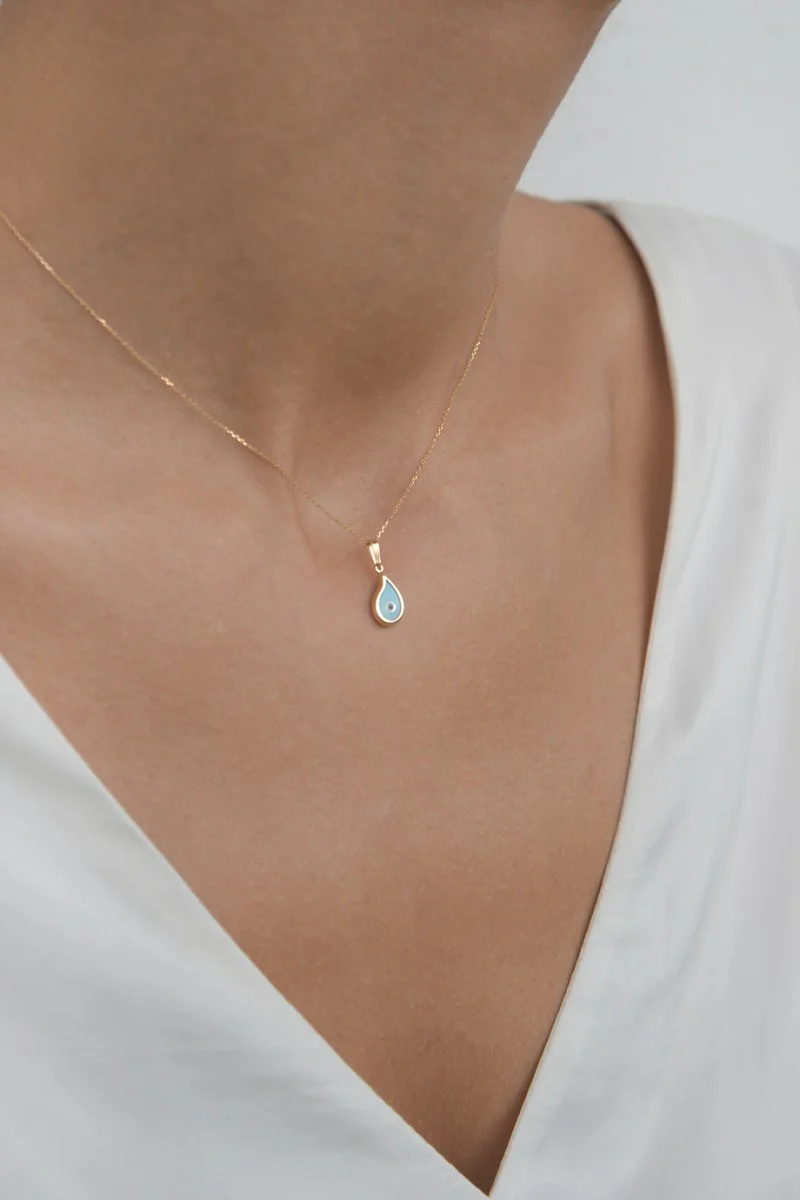 Κολιέ Χρυσό 14Κ Blue Evil Eye