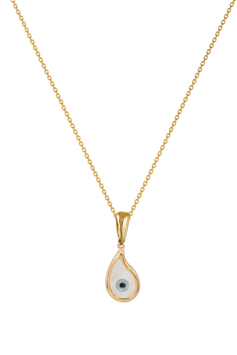 Κολιέ Χρυσό 14Κ White Evil Eye