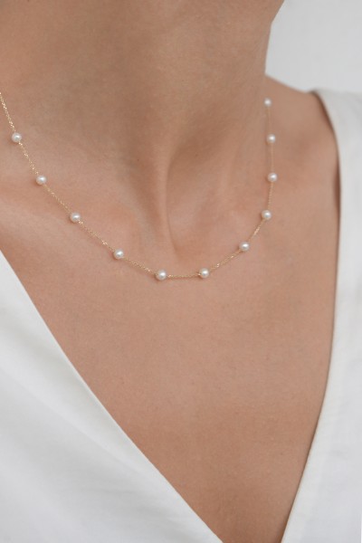 Κολιέ Χρυσό 14Κ Small Μαργαριτάρια